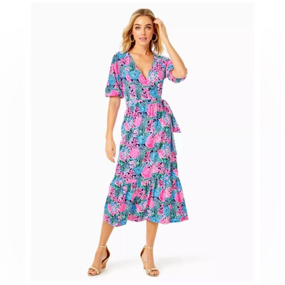 Lilly Pulitzer Women’s Always Be Blooming Brantley Midi Wrap Dress